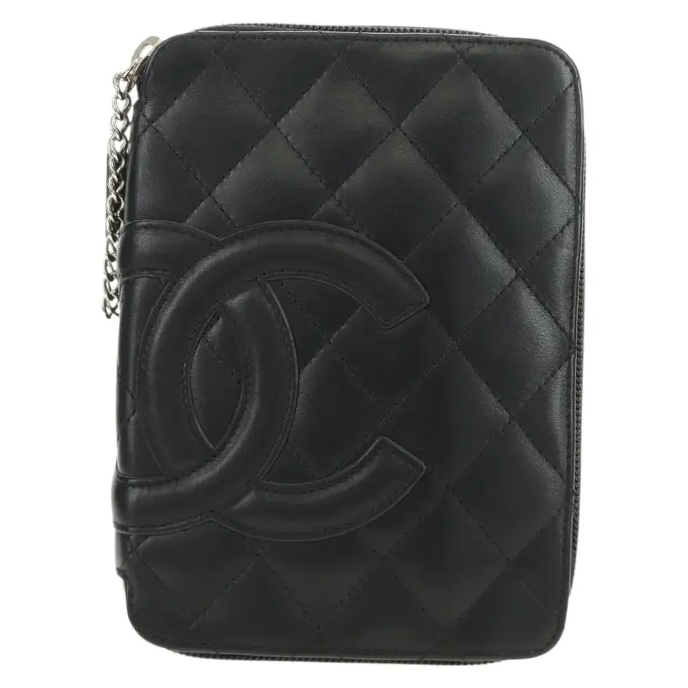 Chanel Calfskin Quilted Cambon Zip Around Cosmetic Pouch